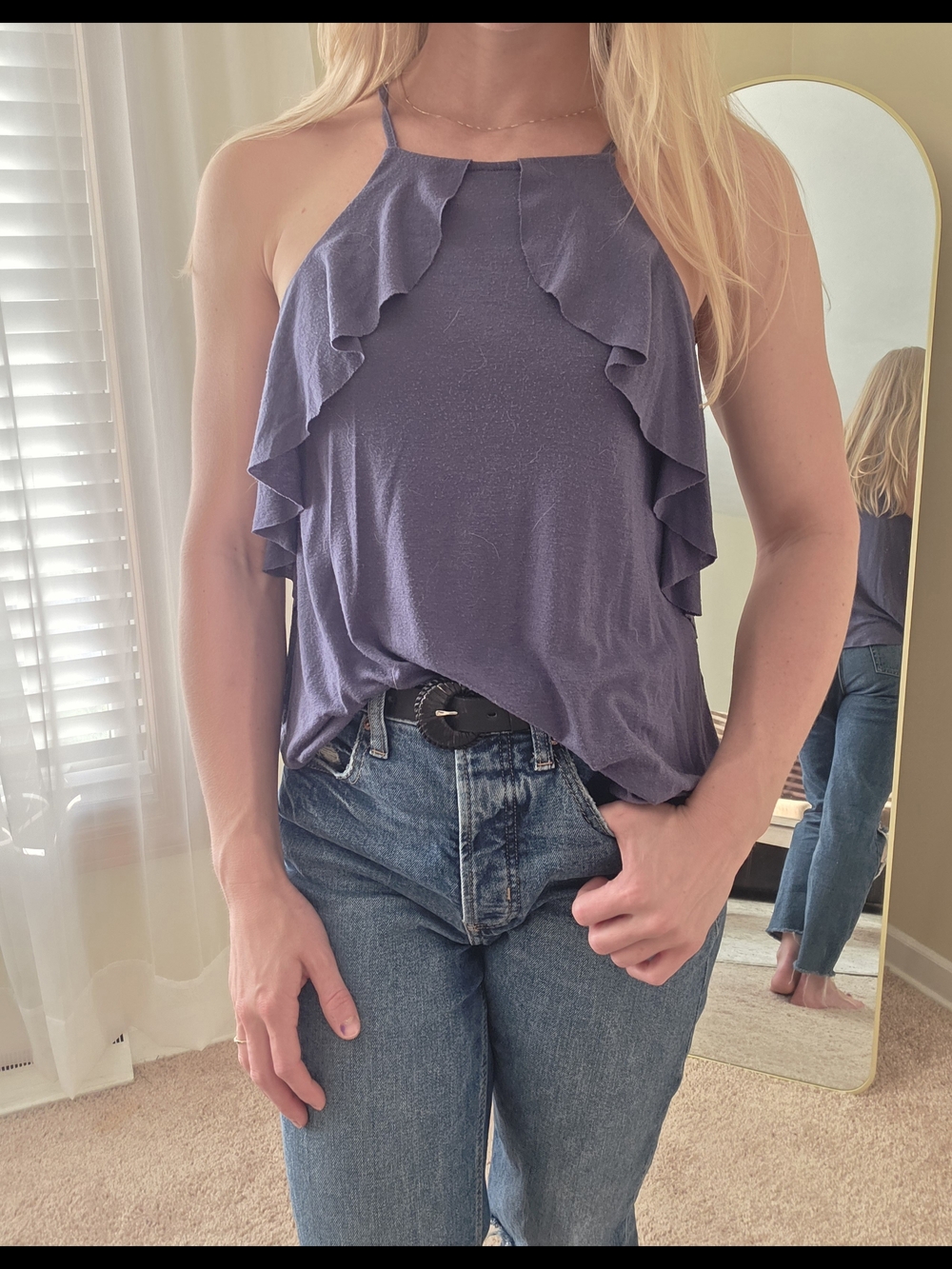 Express Blue Ruffle Camisole
